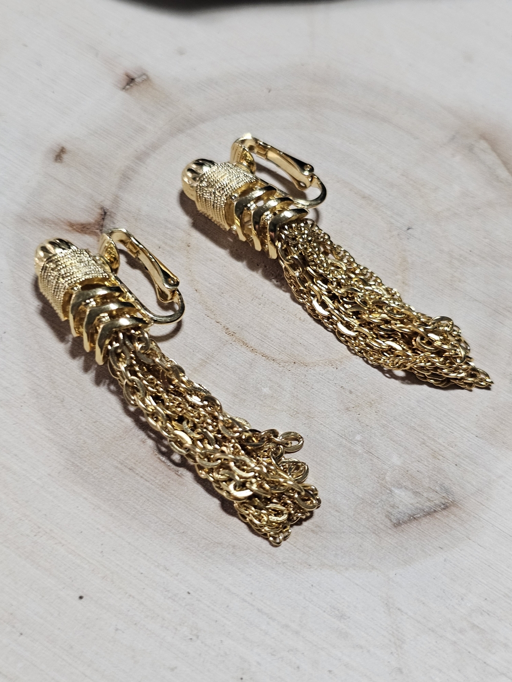 Gold Tassel Drop Earrings - Unbranded
